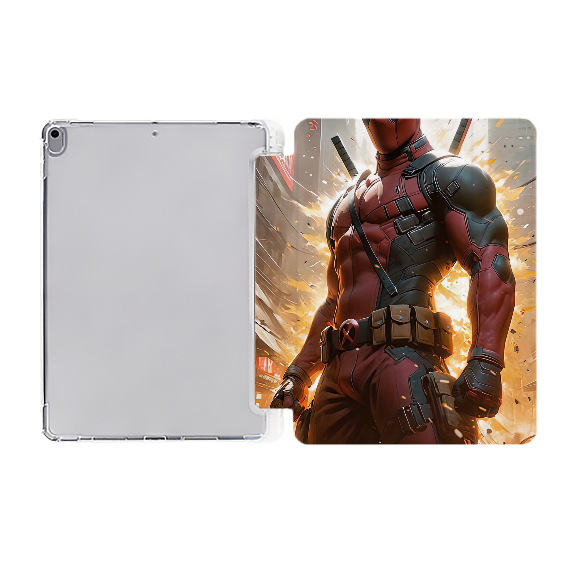 （画像用） Deadpool デッドプール IPad ケース ペン収納付き 三つ折りスタンド PUレザー×シリコン 対応機種9.5/10.5/10.9インチ